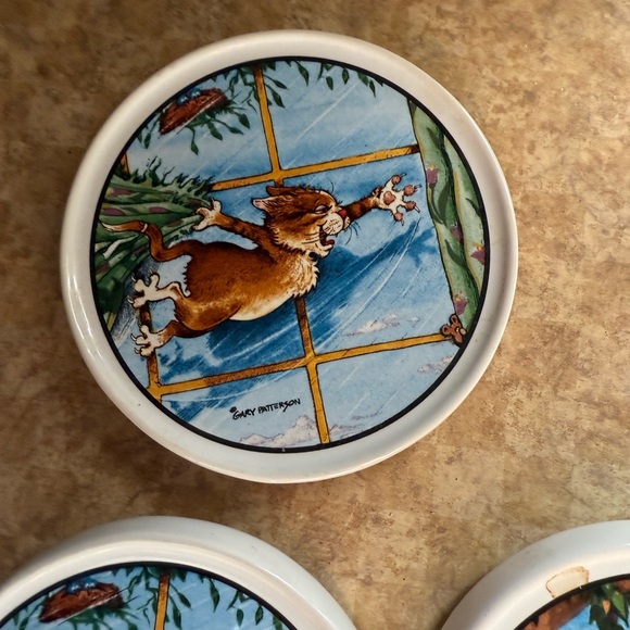 Set of 3 Gary Patterson cat coasters - Picture 2 of 4